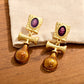 gold vintage pendant enamel earrings