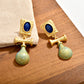 gold vintage pendant enamel earrings