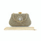 Golden Glitter Rhinestone Ruffle Party Clutch Handbag