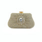 Golden Glitter Rhinestone Ruffle Party Clutch Handbag