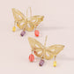 golden hollow butterfly pendant earrings