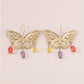 golden hollow butterfly pendant earrings