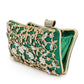 Green Rhinestone Flower Party Clutch Bag