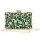 Green Rhinestone Flower Party Clutch Bag