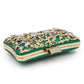 Green Rhinestone Flower Party Clutch Bag