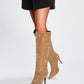 Golden Rhinestone Point-Toe Stiletto Heel Knee-High Boots