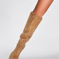 Golden Rhinestone Point-Toe Stiletto Heel Knee-High Boots