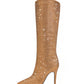 Golden Rhinestone Point-Toe Stiletto Heel Knee-High Boots