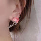 Gradient Pink Rose Stud Earrings Romantic Flower Earrings