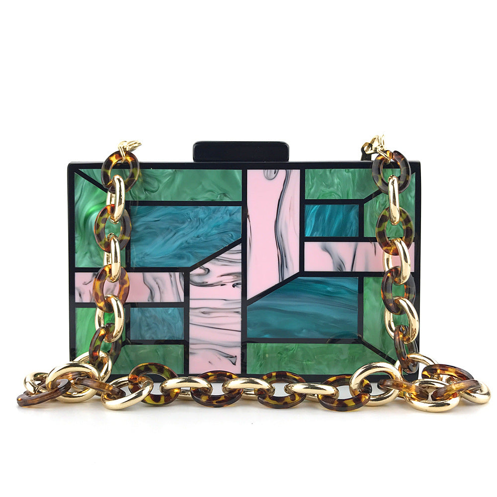 Party Green Acrylic Evening Clutch Bag