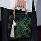 Green Bamboo Pattern Handle Bucket Bag