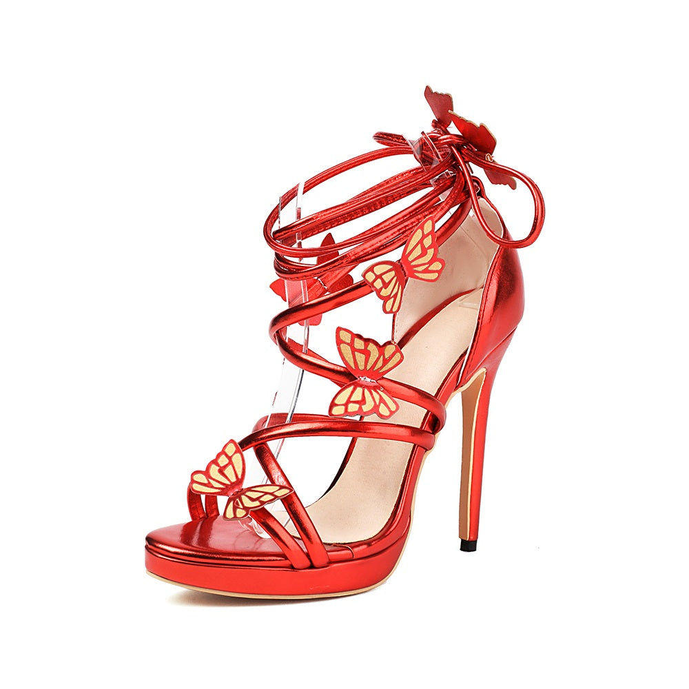 <tc>Red Butterfly Strappy Stiletto Heels Party Sandals</tc>