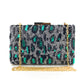 Green Leopard Print Sequence Beaded Clutch Evening Bag