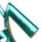 Green Metallic Python Print Platform Chunky Heel Sandals Strap Sandals