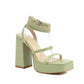 Green Open Toe Platform Heel Strap Sandals