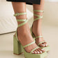 Green Open Toe Platform Heel Strap Sandals