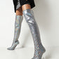 Gray Hologram Pointed Toe Stiletto Over Zani Boots