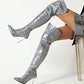 Gray Hologram Pointed Toe Stiletto Over Zani Boots