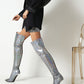 Gray Hologram Pointed Toe Stiletto Over Zani Boots