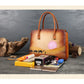 <tc>Brown Hand Painted Desert Camel Leather Tote Bag</tc>