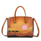 <tc>Brown Hand Painted Desert Camel Leather Tote Bag</tc>