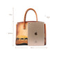 <tc>Brown Hand Painted Desert Camel Leather Tote Bag</tc>