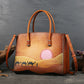 <tc>Brown Hand Painted Desert Camel Leather Tote Bag</tc>