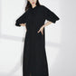 High Waist Slimming Bubble Sleeve Wrinkled Half High Neck Dress