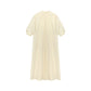 High Waist Slimming Bubble Sleeve Wrinkled Half High Neck Dress