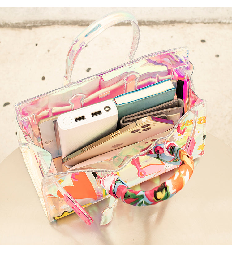 Hologram Laser Beach Handbag Summer Transparent Clear Bag