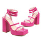 Magenta Open-Toe Platform Heel Strap Sandals