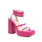 Magenta Open-Toe Platform Heel Strap Sandals