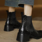 <tc>Women's Black Leather Square Toe Block Heel Ankle Boots Chelsea Booties</tc>