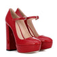 Ladies Platform Dress Heels Round Toe Chunky Heel Mary Jane Pumps