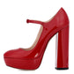 Ladies Platform Dress Heels Round Toe Chunky Heel Mary Jane Pumps