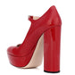 Ladies Platform Dress Heels Round Toe Chunky Heel Mary Jane Pumps