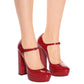 Ladies Platform Dress Heels Round Toe Chunky Heel Mary Jane Pumps