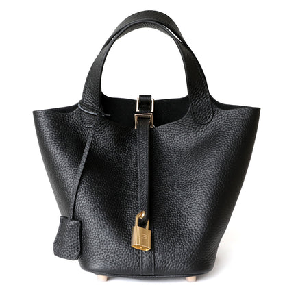 Leather Bucket Handbag Belt Mini Tote Bag