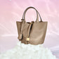 Women's Leather Double Strap Bucket Handbag