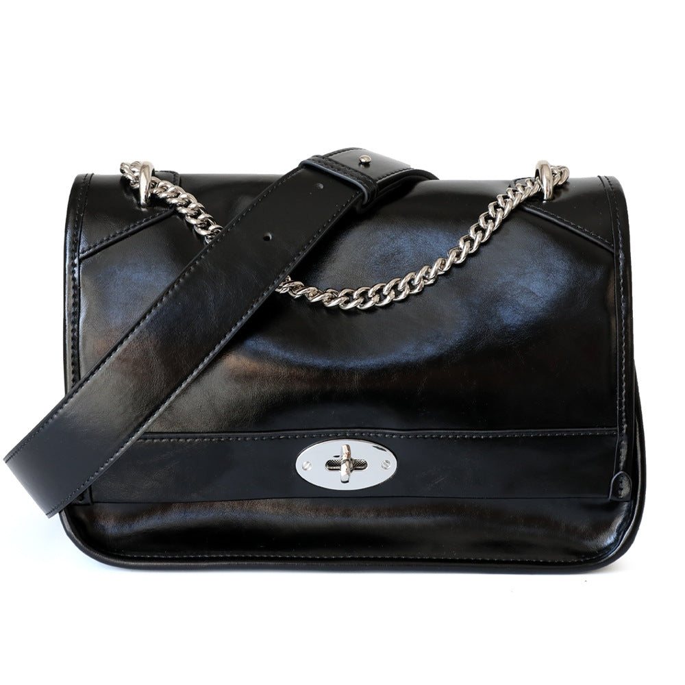 Leather Flap Message Shoulder Bag Retro Chain Bag