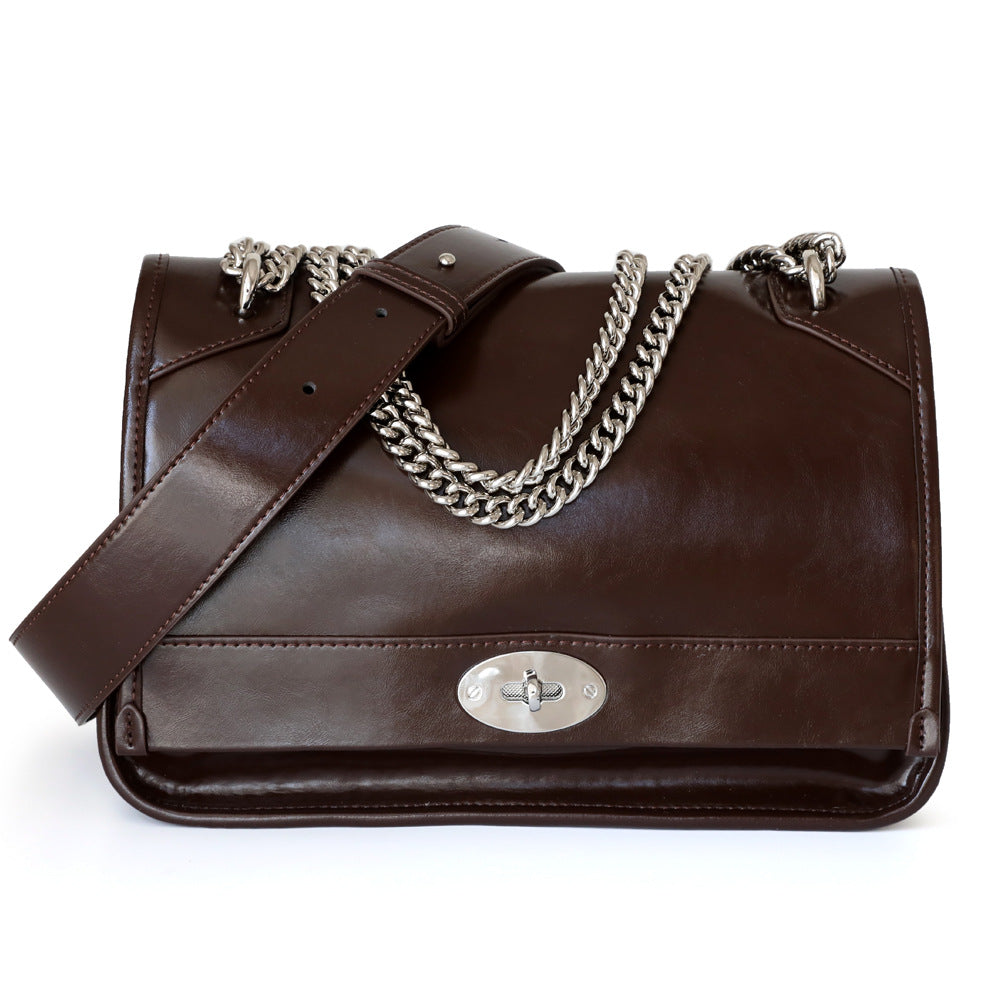 Leather Flap Message Shoulder Bag Retro Chain Bag