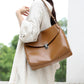 Leather Flap Retro Top Handle Shoulder Bag High Capacity