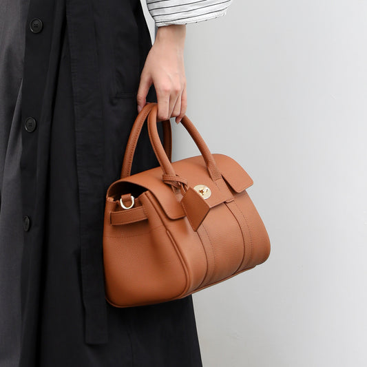 Leather Flap Satchel Handbag Retro Work Bag