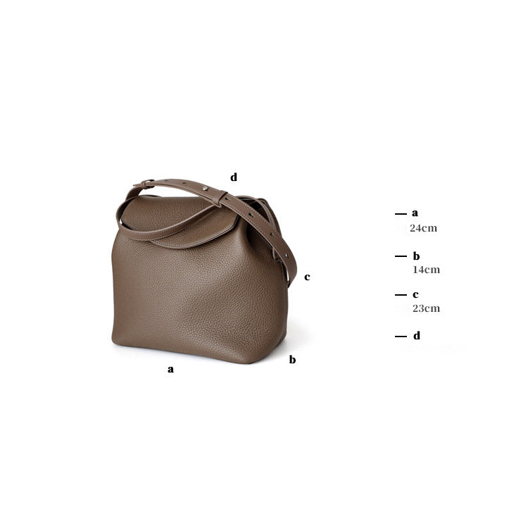 leather flap bucket bag shoulder bag