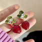 cute fruit strawberry pendant earrings