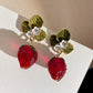 cute fruit strawberry pendant earrings