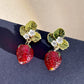 cute fruit strawberry pendant earrings