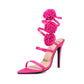 <tc>Pink Satin Flowers Stiletto Heels Strappy Sandals for Party</tc>