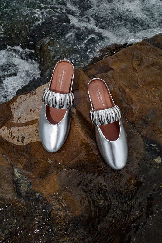 <tc>Silver Mary Jane Style Round Toe Mules Shoes</tc>