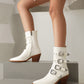 Multicolor Buckles Block Heel Cowgirl Boots Women Punk Ankle Booties